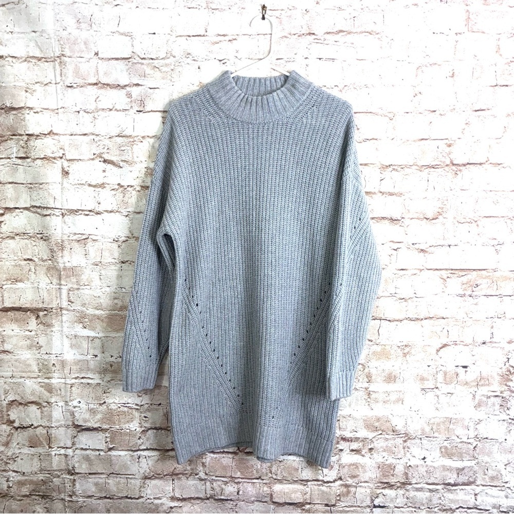 Outerknown Mock Neck Cashmere Blend Sweater Dress  in Gray Size XS NEW - Picture 2 of 7